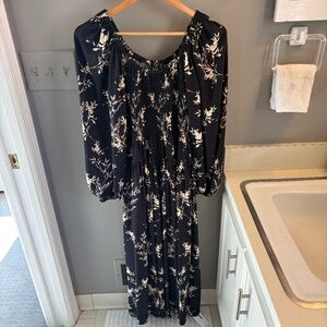 La Ligne Silk Black Dress Wheat Pattern